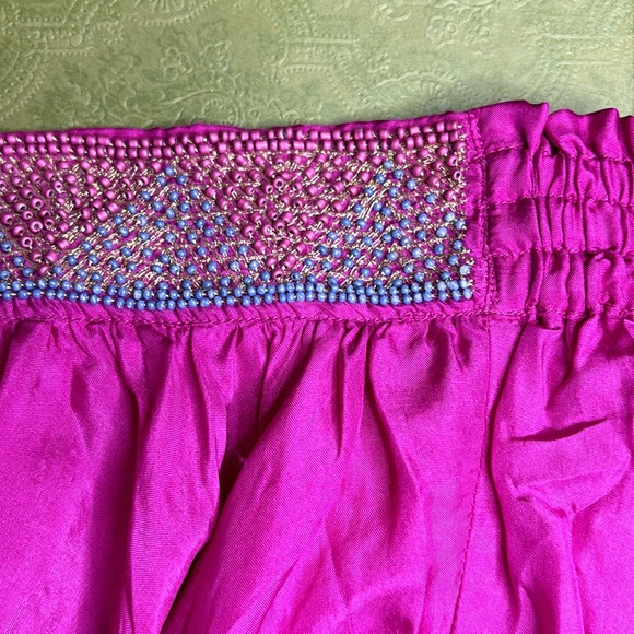 Anthropologie, NWT - Silk Fushia Skirt with delicate beaded waist, Sz M ($258) - Picture 4 of 9
